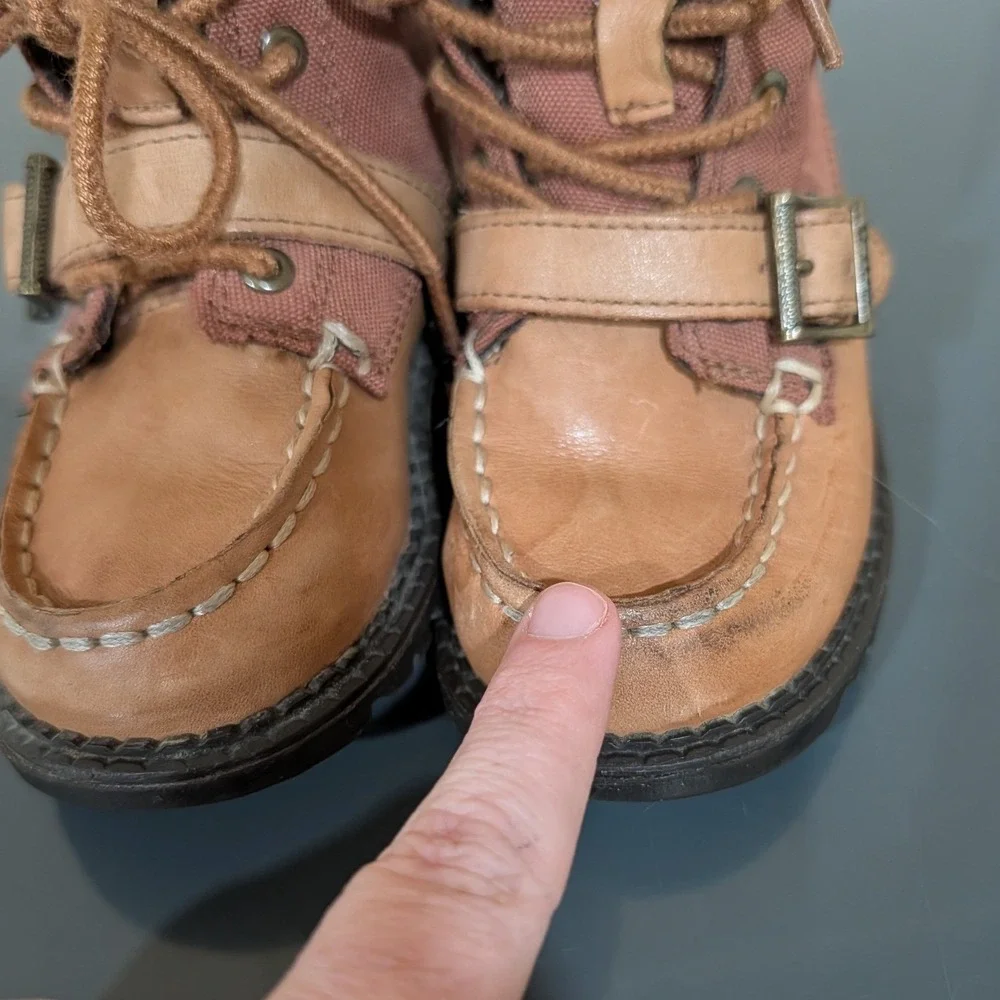 Polo Ralph Lauren Ranger Hi II Boys Boots Tan Leather Canvas Size 7 Toddler‎